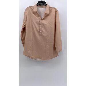 UNBRANDED Women's Salmon Pink Half-Button Long Sleeve Top SZ M